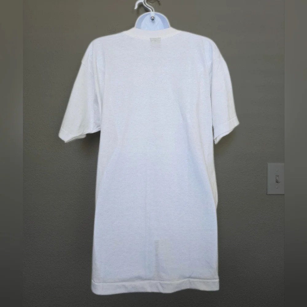 Vintage 90s Teacher Berry Cotton White Red Short Sleeve Shirt Size Large - Picture 4 of 13